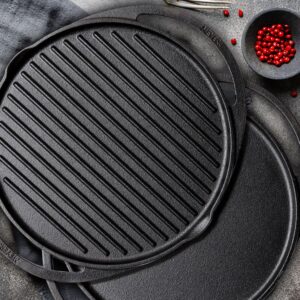 Meyer Pre-Seasoned Cast Iron 2-in-1 Grill & Griddle, 30 cm | Reversible Grill Pan + Dosa Tawa image 6