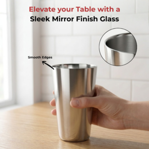 Vinod Plain Stainless Steel Glass, Set of 6, 300ml | No. 7 Size, High-Grade Steel, Durable Everyday Drinkware image 7