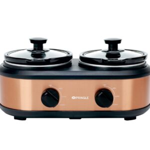 Pringle FW1807 Electric Double Slow Cooker, 2.5L (1.25L x 2 Pots) - Copper