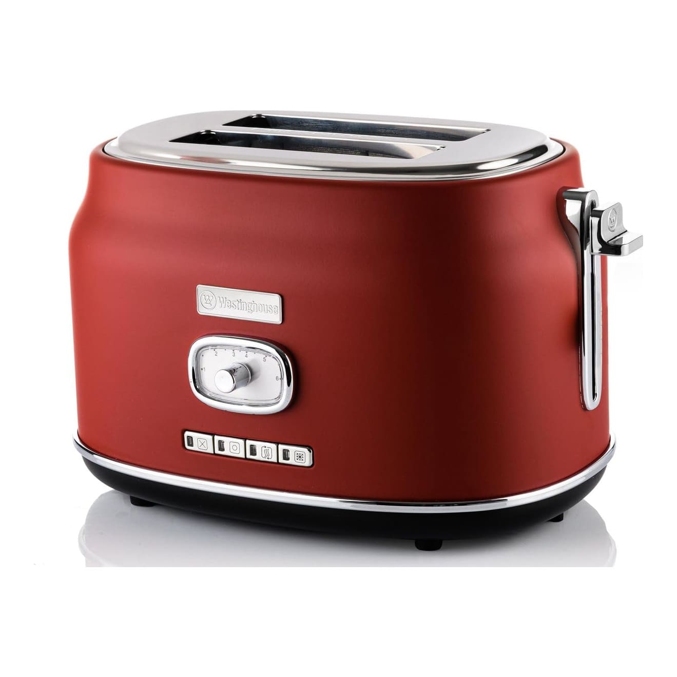 Westinghouse Retro 2-Slice 800W Pop-Up Toaster | 6 Browning Levels, Bun Warmer, Defrost & Reheat, Removable Crumb Tray | 2 Years Warranty