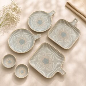 SIVICA Premium Porcelain Entertainment Set, 6 pcs Set, Microwave and Dishwasher Safe