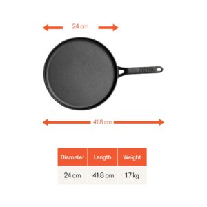 Meyer Pre-Seasoned Cast Iron Flat Dosa Tawa | 24 & 28 cm | Naturally Non-Stick, Induction & Gas Compatible image 2