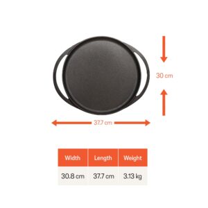 Meyer Pre-Seasoned Cast Iron Two-Side-Handle Flat Tawa, 30 cm | Naturally Non-Stick, Induction & Gas image 3