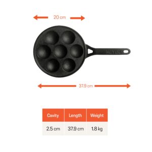 Meyer Pre-Seasoned Cast Iron Appam / Paniyaram Pan | 20 & 26 cm | Induction & Gas Compatible image 7