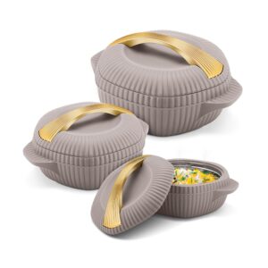 Milton Oyster Insulated Casserole | Double-Wall Hot & Cold Retention, Sturdy Stackable Build | Multiple Sizes - Taupe, Jr Gift Set