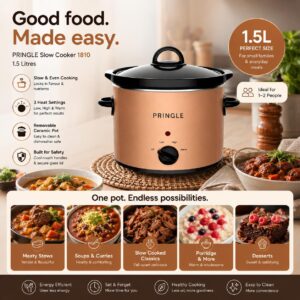 Pringle FW1810 Electric Slow Cooker 1.5L | Ceramic Pot with Glass Lid, Slow-Cook & Keep-Warm, Removable Pot image 6