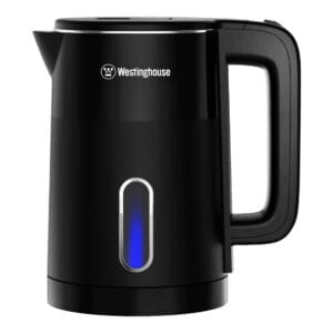 Westinghouse 0.8L 1000W Compact Electric Kettle, Stainless Steel Inner Body | 360° Cordless, Auto Shut-Off & Boil-Dry Protection | WKWKL1808 (Black), 2 Years Warranty