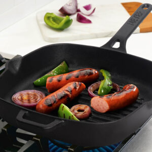 Meyer Pre-Seasoned Cast Iron Grill Pan, 25 cm | Char Sear Marks, Induction & Gas Compatible image 4