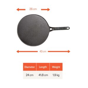 Meyer Pre-Seasoned Cast Iron Roti / Chapati Tawa, 26 cm | Naturally Non-Stick, Induction & Gas Compatible image 3