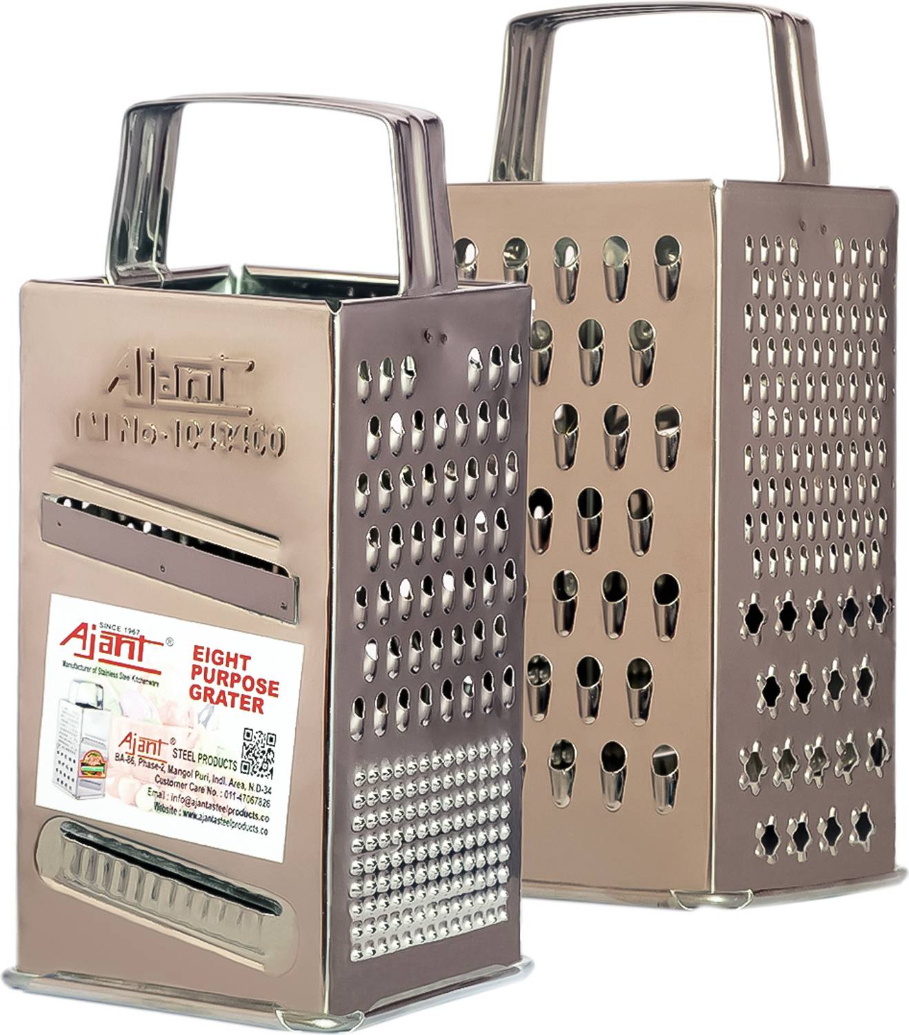 Ajanta 8-in-1 Vegetable Grater & Slicer, Stainless Steel Blades | Grate, Slice, Shred & Julienne
