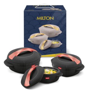 Milton Oyster Insulated Casserole | Double-Wall Hot & Cold Retention, Sturdy Stackable Build | Multiple Sizes - Black, Regular Gift Set