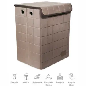 Sophia Foldable Laundry & Storage Basket, Brown | Collapsible Multi-Purpose Home Organiser with Handles image 3