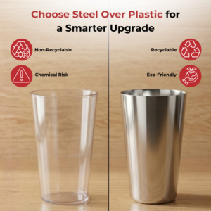 Vinod Plain Stainless Steel Glass, Set of 6, 300ml | No. 7 Size, High-Grade Steel, Durable Everyday Drinkware image 10