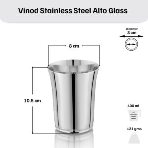 Vinod Alto Steel Glass, Set of 6, 400ml image 4