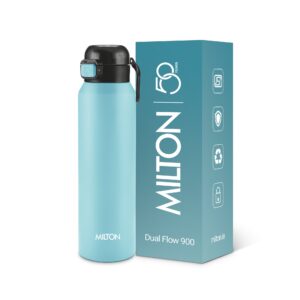 Milton Dual Flow Thermosteel Water Bottle | Double-Wall Vacuum Insulated, Hot & Cold, Leak-Proof & BPA-Free - Sea Blue, 900 ml