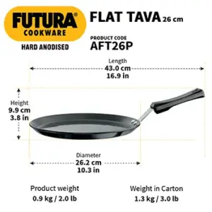 Hard Anodised Flat Tava 30 cm (Plastic Handle, 4.88 mm Thick) (AFT26P) image 3