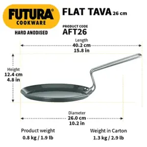Hard Anodised Flat Tava 26 cm (4.88 mm Thick) (AFT26) image 3