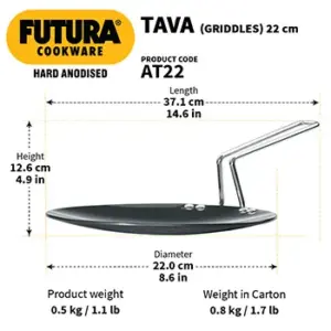 Hard Anodised Tava 22 cm (4.06 mm Thick) (AT22) image 3