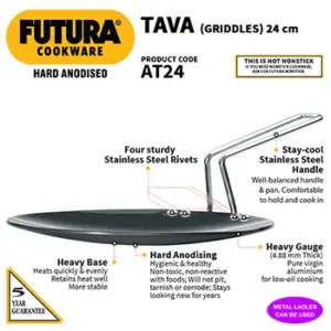 Hard Anodised Tava 24 cm (4.88 mm Thick) (AT24) image 2