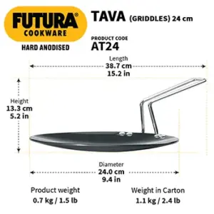 Hard Anodised Tava 24 cm (4.88 mm Thick) (AT24) image 3