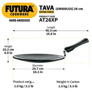 Hard Anodised Tava 26 cm (6.35 mm Thick, Plastic Handle) (AT26XP) image 3