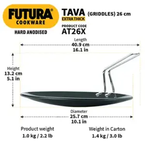 Hawkins Futura 26cm Extra Thick Hard Anodised Tava image 3