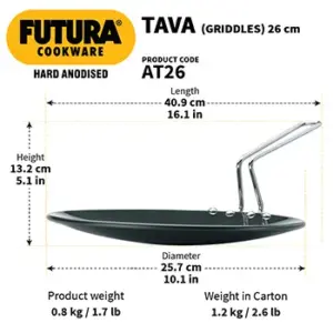 Hard Anodised Tava 26 cm (4.88 mm Thick) (AT26) image 3