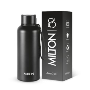 Milton Aura Thermosteel Bottle – Black, 750 ml