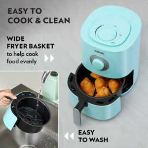 Borosil 1.2L Compact Electric Air Fryer | 4-in-1 Fry, Grill, Roast & Bake, Space-Saving Design | Blue image 11