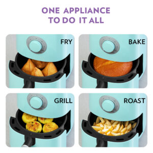 Borosil 1.2L Compact Electric Air Fryer | 4-in-1 Fry, Grill, Roast & Bake, Space-Saving Design | Blue image 7
