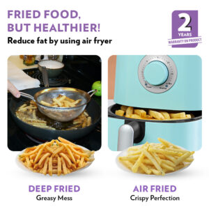 Borosil 1.2L Compact Electric Air Fryer | 4-in-1 Fry, Grill, Roast & Bake, Space-Saving Design | Blue image 8
