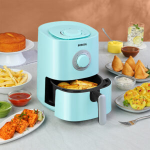 Borosil 1.2L Compact Electric Air Fryer | 4-in-1 Fry, Grill, Roast & Bake, Space-Saving Design | Blue image 9