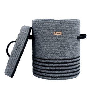 Pano Stripe Multi-Purpose Laundry Basket with Lid | Foldable Storage Hamper image 4