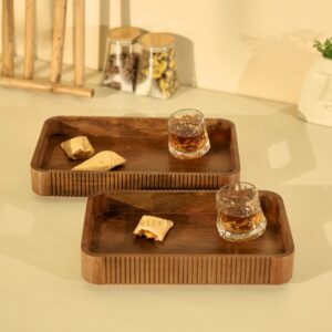 Brick Brown Duet Solid Wood Nested Serving Trays (Set of 2) image 2
