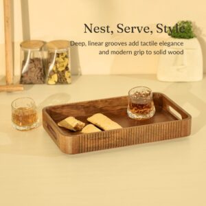 Brick Brown Duet Solid Wood Nested Serving Trays (Set of 2) image 3