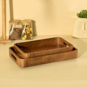 Brick Brown Duet Solid Wood Nested Serving Trays (Set of 2) image 5