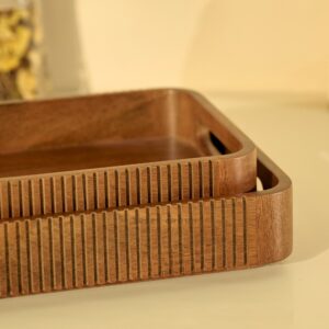 Brick Brown Duet Solid Wood Nested Serving Trays (Set of 2) image 6