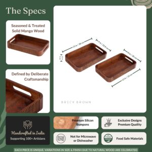 Brick Brown Duet Solid Wood Nested Serving Trays (Set of 2) image 7