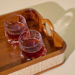 Brick Brown Tresso Solid Wood Serving Tray with Cane Webbing image 3