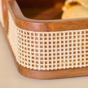 Brick Brown Tresso Solid Wood Serving Tray with Cane Webbing image 7