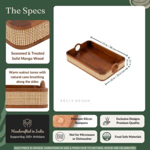 Brick Brown Tresso Solid Wood Serving Tray with Cane Webbing image 9