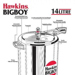 Hawkins Bigboy 14L Pressure Cooker for Commercial Use image 3