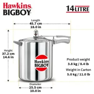 Hawkins Bigboy 14L Pressure Cooker for Commercial Use image 4