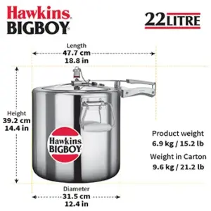 Hawkins Bigboy 22L Pressure Cooker for Commercial Use image 4