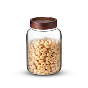 Bergner Acadia Borosilicate Glass Jar with Airtight Wooden Lid - 1.93 L