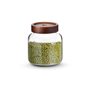 Bergner Acadia Borosilicate Glass Jar with Airtight Wooden Lid - 1.3 L