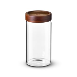 Bergner Acadia Borosilicate Glass Jar with Airtight Wooden Lid - 1.25 L