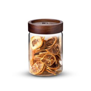 Bergner Acadia Borosilicate Glass Jar with Airtight Wooden Lid - 900 ml