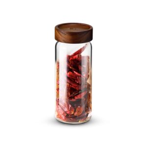 Bergner Acadia Borosilicate Glass Jar with Airtight Wooden Lid - 780 ml