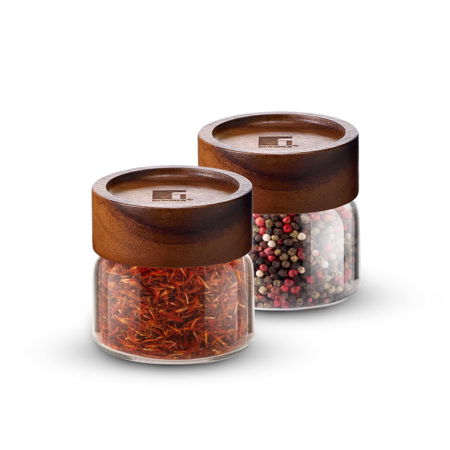 Bergner Acadia Borosilicate Glass Jar with Airtight Wooden Lid